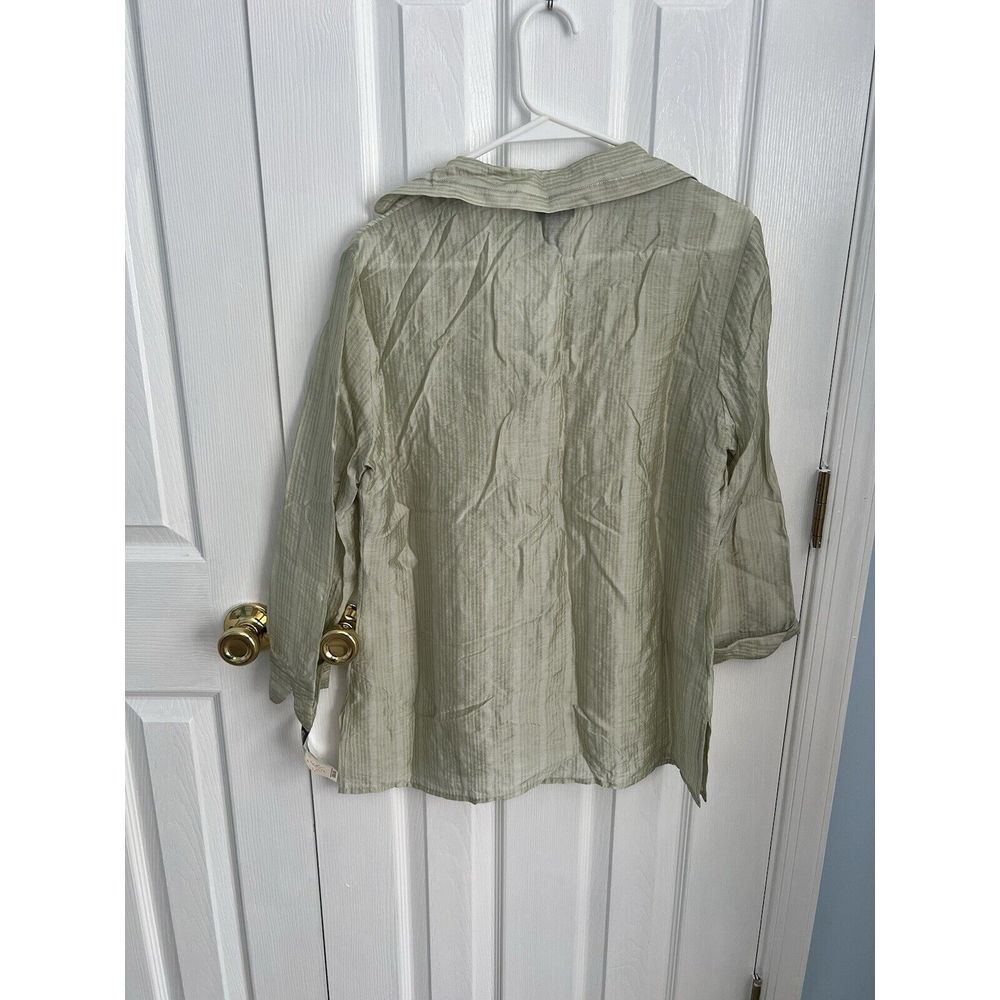 NWT Rafaella Womens 10 Green Lyocell 3/4 Sleeve Button Down Shirt‎ - Picture 2 of 5
